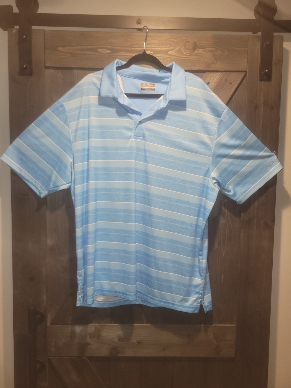 Light Blue Ben Hogan Striped Men's Polo Shirt